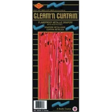 Red 1-Ply Metallic Curtain, 8 ft x 3 ft