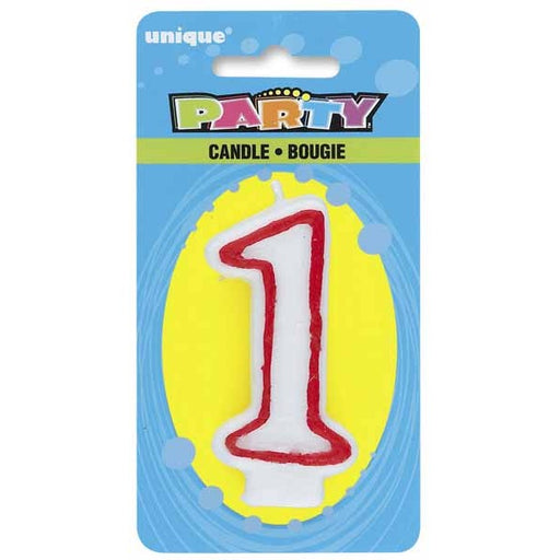 Red and White Number 1 Birthday Candle