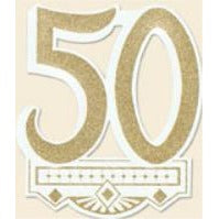 14-Inch Black Glittered 50th Anniversary Crest