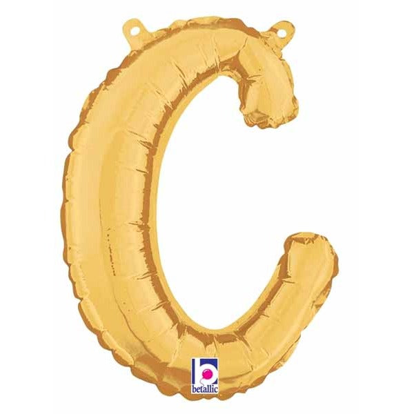 14" Gold Script Letter C Balloon