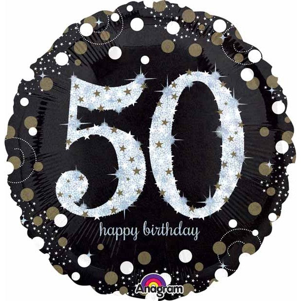 Sparkling 50th Birthday 18-Inch Holographic Foil Balloon