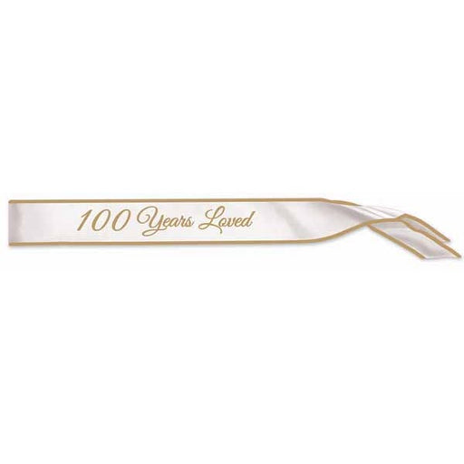 100 Years Loved Satin Sash for a 100th Birthday