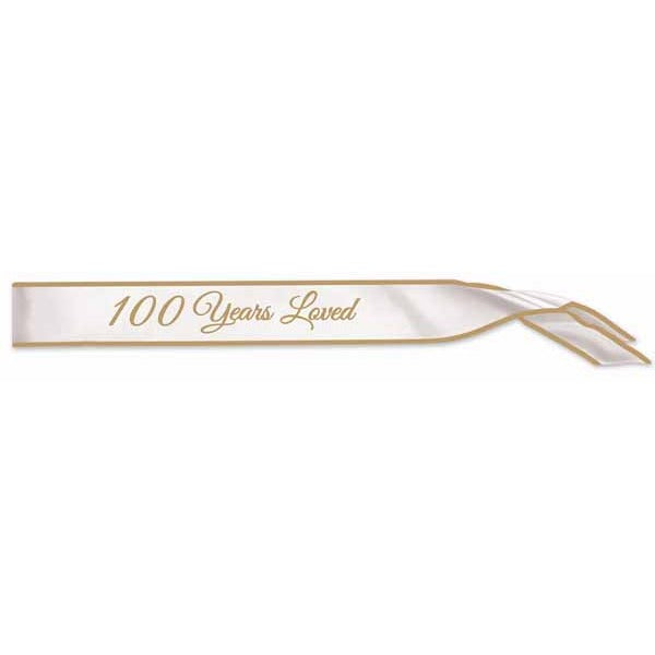 100 Years Loved Satin Sash for a 100th Birthday