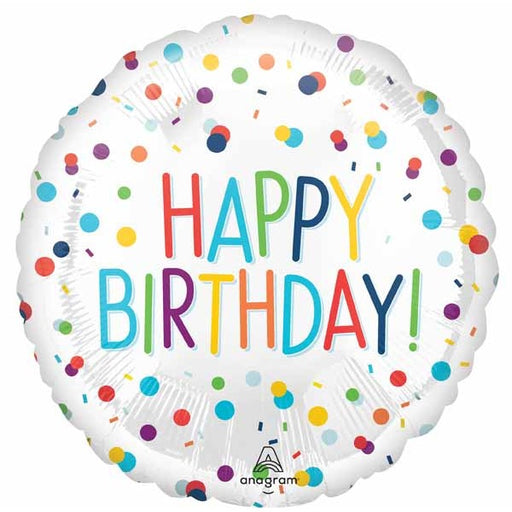 Confetti Happy Birthday 18-Inch Round Foil Balloon