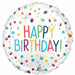 Confetti Happy Birthday 18-Inch Round Foil Balloon