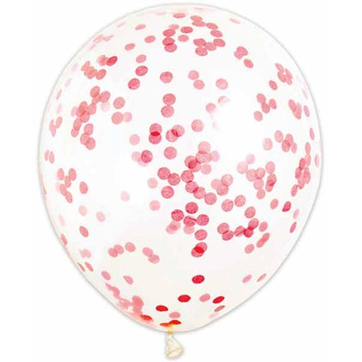 12-Inch Red Confetti Print Latex Balloons, 4 Pack