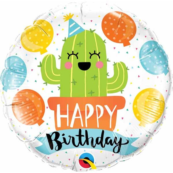 Birthday Party Cactus 18-Inch Round Foil Balloon