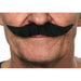 Black Self-Adhesive Costume Moustache, 12.5 x 2.5 cm