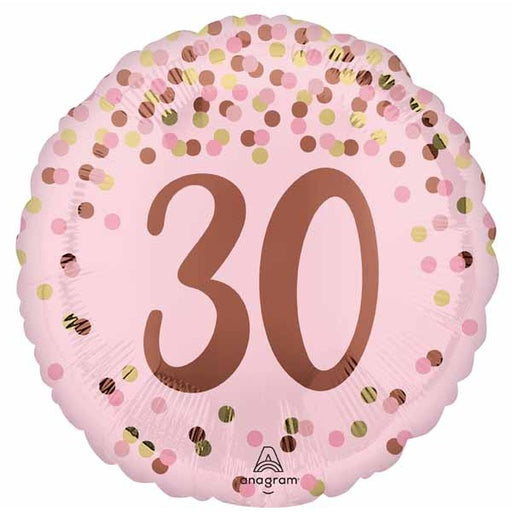 Pretty Pink 30th Birthday Round Foil Balloon, 18 Inch