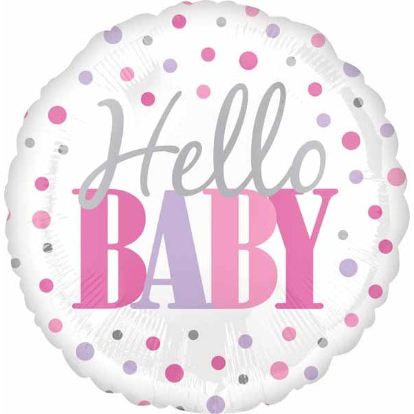 Hello Baby Pink Dots 18-Inch Foil Balloon