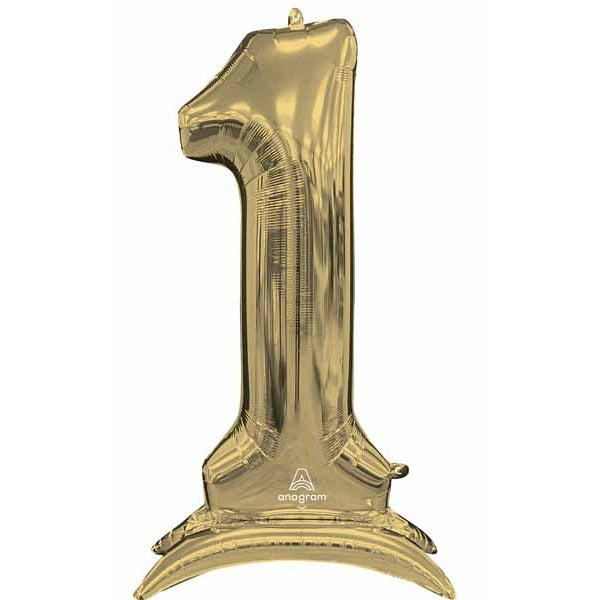 White Gold Number 1 Stand-Up Foil Balloon