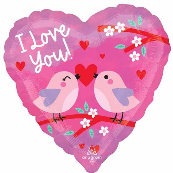 I Love You Birds 18" Heart Foil Balloon