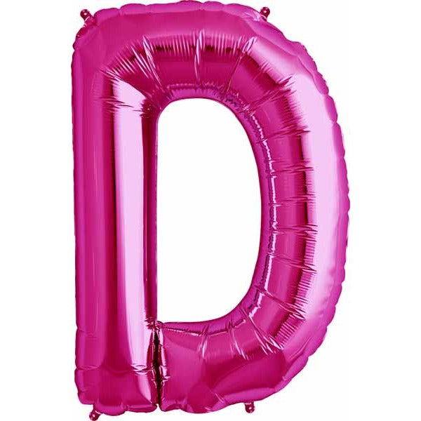 34-Inch Magenta Letter D Balloon