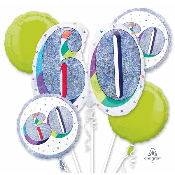 Here's to Your Birthday 60th Birthday Foil Balloon Bouquet
