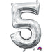 Silver Number 5 Balloon, 16 Inch