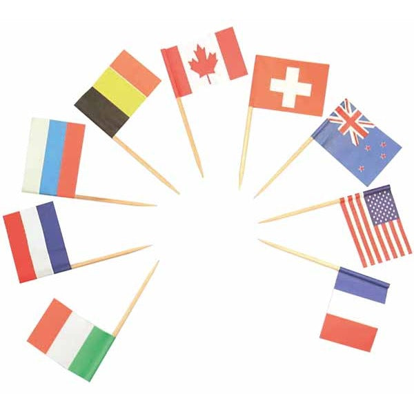 Country Flag Wooden Toothpicks, 24 Pack