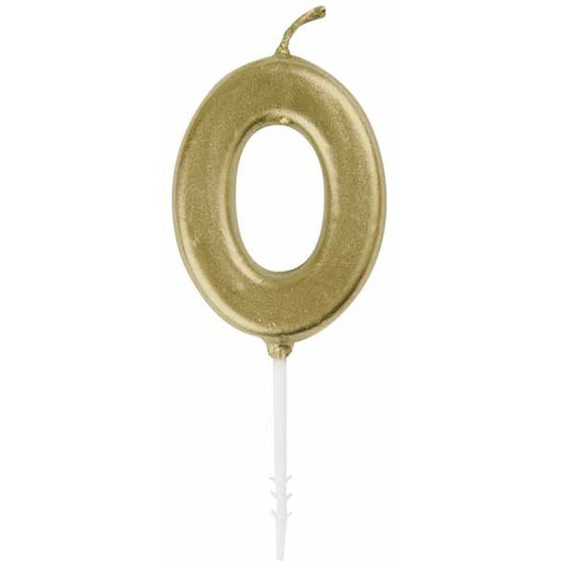 Mini Gold Number 0 Birthday Pick Candle