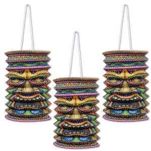 9-Inch Tiki Paper Lanterns, 3-Pack