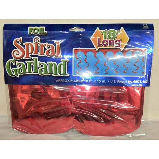 Red Metallic Spiral Garland, 15 Inches x 8 Feet