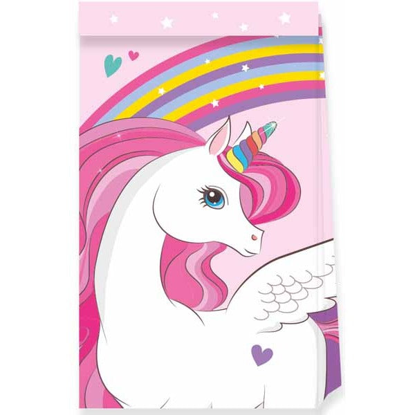 Unicorn Rainbow Paper Party Bags, 4 Pack