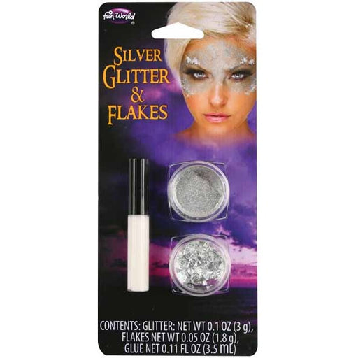 Silver Glitter and Flakes Makeup Kit with Glue