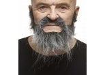 Long Black and Grey Moustache and Beard Costume Set