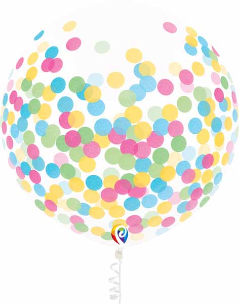 17-Inch Multicolor Confetti Balloons with Ribbon, 3 Pack