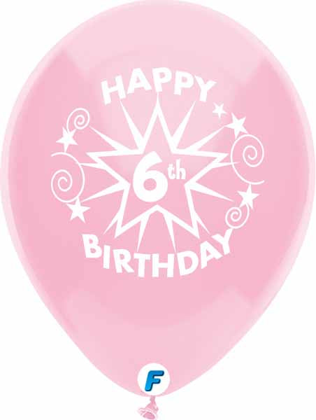 Funsational 12-Inch 6th Birthday Star Latex Balloons, 8 Count