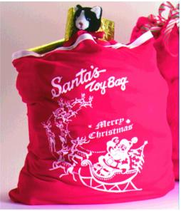 Red Tricot Santa Toy Bag