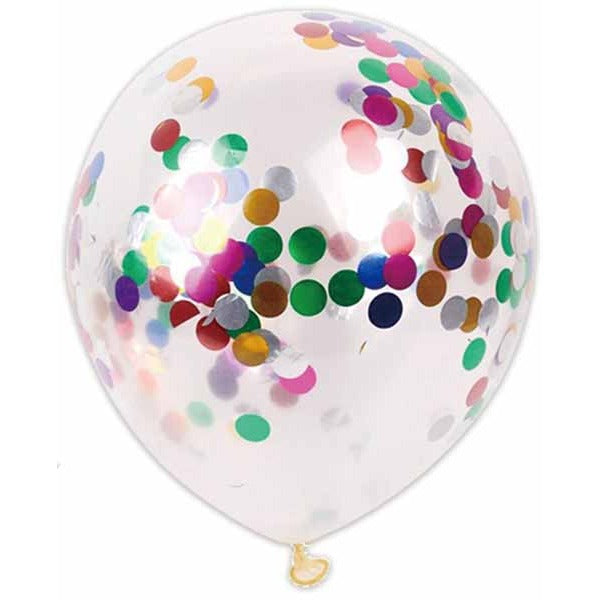 12-Inch Assorted Confetti Print Latex Balloons, 6 Pack