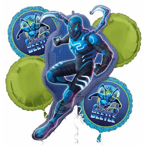 Blue Beetle Foil Balloon Bouquet, 5 Piece