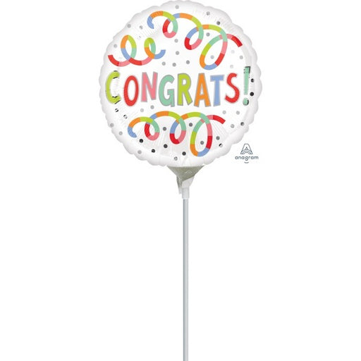 Congrats Swirls 4-Inch Round Foil Balloon