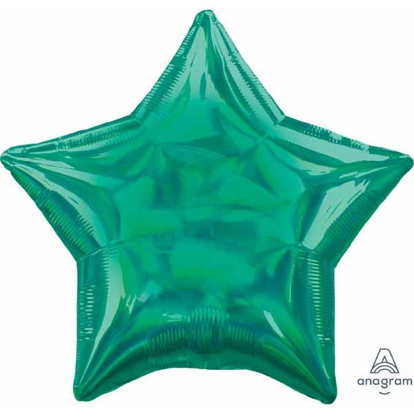 Iridescent Green Star Foil Balloon, 19 Inch