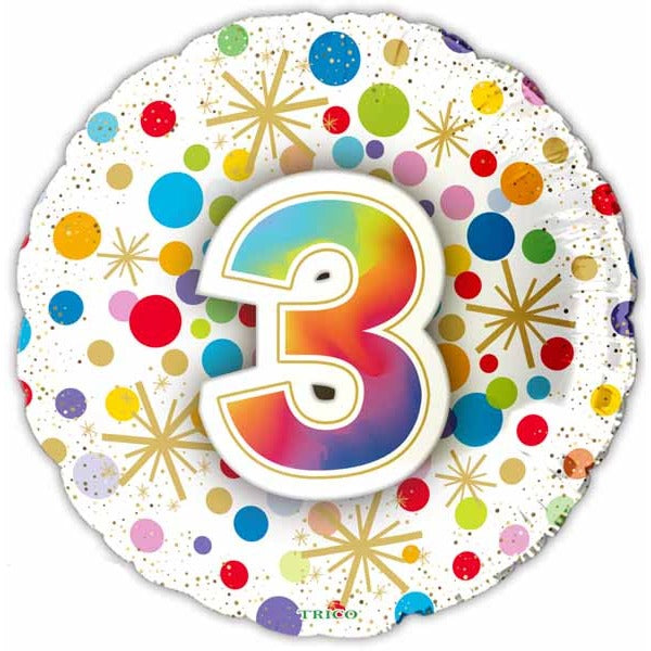 NUMBER BALLOONS "3" 18" 1/PKG