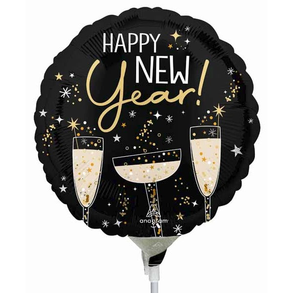 Bubbly New Year 9" Round Foil Balloon