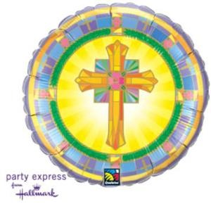 Stained Glass Cross 18-Inch Foil Balloon