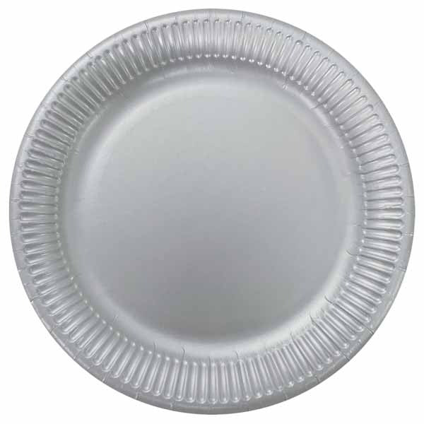 Metallic Silver 9-Inch Paper Plates, 8-Pack