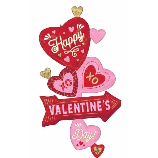 Happy Valentine's Day Retro Arrow 52-Inch Foil Balloon
