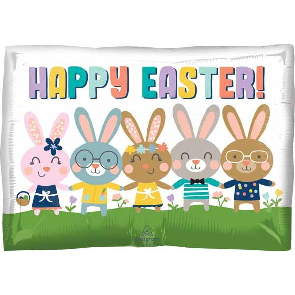 Happy Easter Bunnies 18" Junior Shape Foil Balloon
