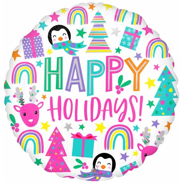 Bright Holidays 18" Round Foil Balloon