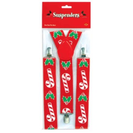 Candy Cane & Holly Christmas Suspenders