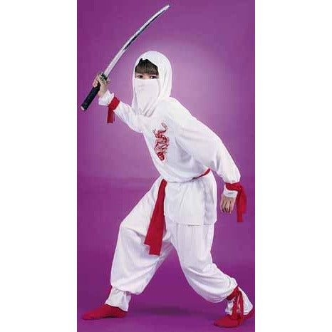 Kids' White Ninja Costume, Large (12-14)