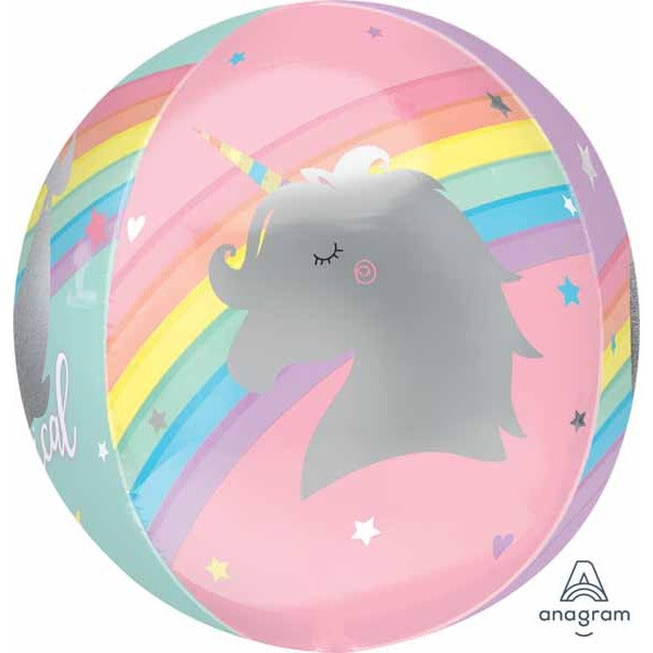 Magic Rainbow Unicorn 16" Orbz XL Foil Balloon