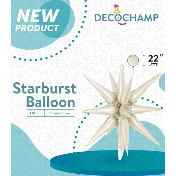 DecoChamp 22-Inch Latte Starburst Foil Balloon