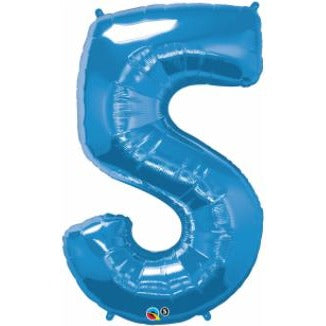 34-Inch Sapphire Blue Number 5 Balloon
