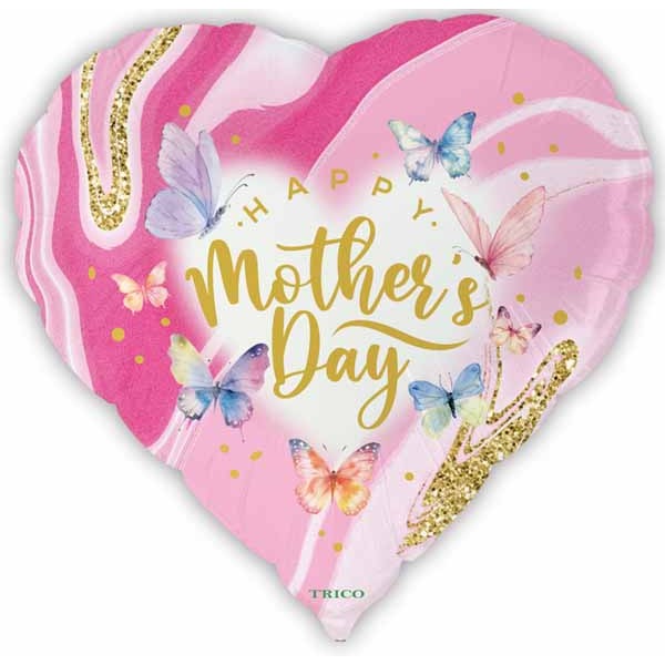 Mother's Day Butterfly 18" Heart Foil Balloon