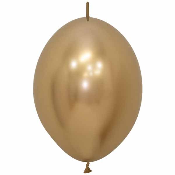 Sempertex Reflex Gold 12" Link-O-Loon Latex Balloons, 25 Pack