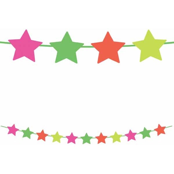Fluorescent Colour Paper Star Garland, 1 Pack