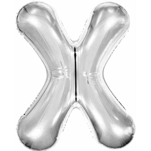 34-Inch Silver Letter X Foil Balloon