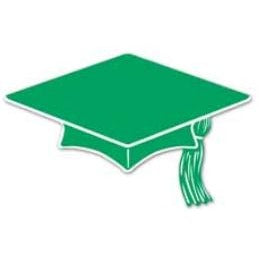 Green Mini Graduation Cap Cutouts, 10 Count